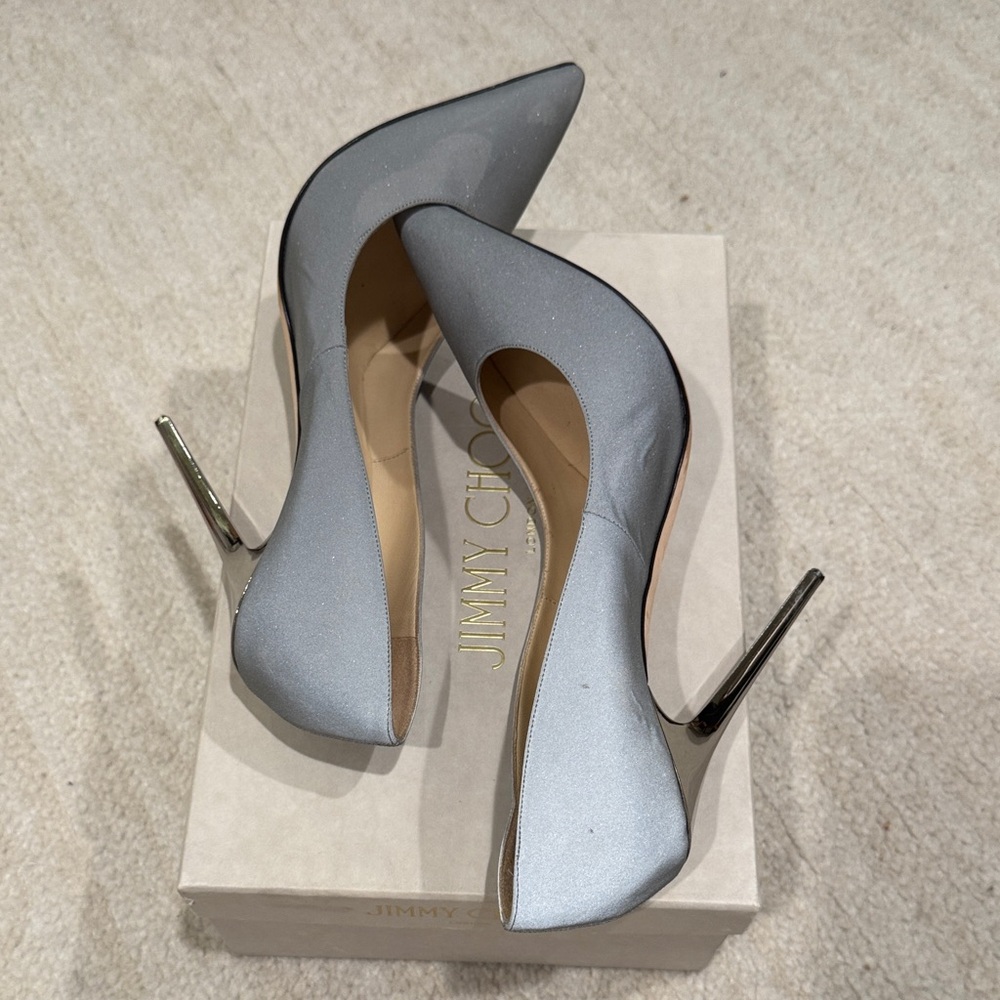 Jimmy Choo Anouk reflective  Silver Heels - Picture 10 of 11
